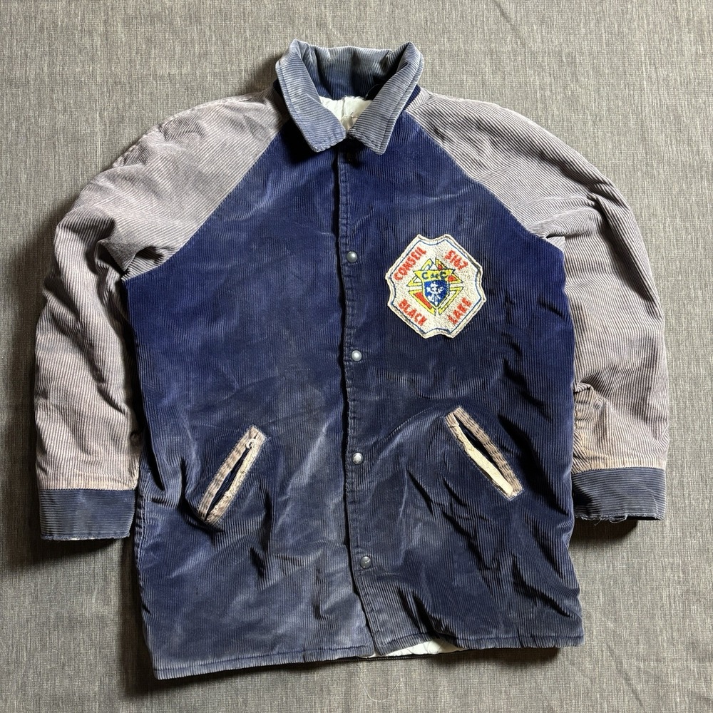 Vintage Purple and Navy Corduroy Jacket with Embroidery